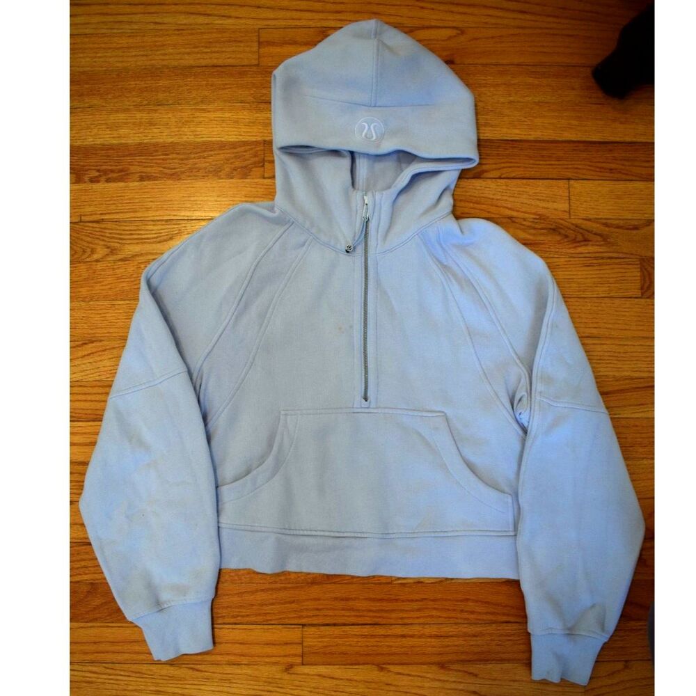Lululemon Scuba Oversized 1/2 Zip Ice Blue Hooded Sweatshirt